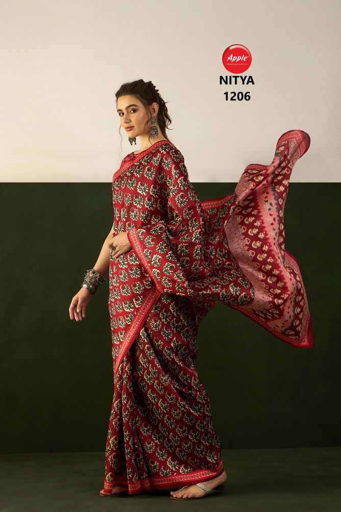 Nitya Silk 12 By Apple Daily Wear Printed Bhagalpuri Silk Sarees Wholesale Price In Sarees
